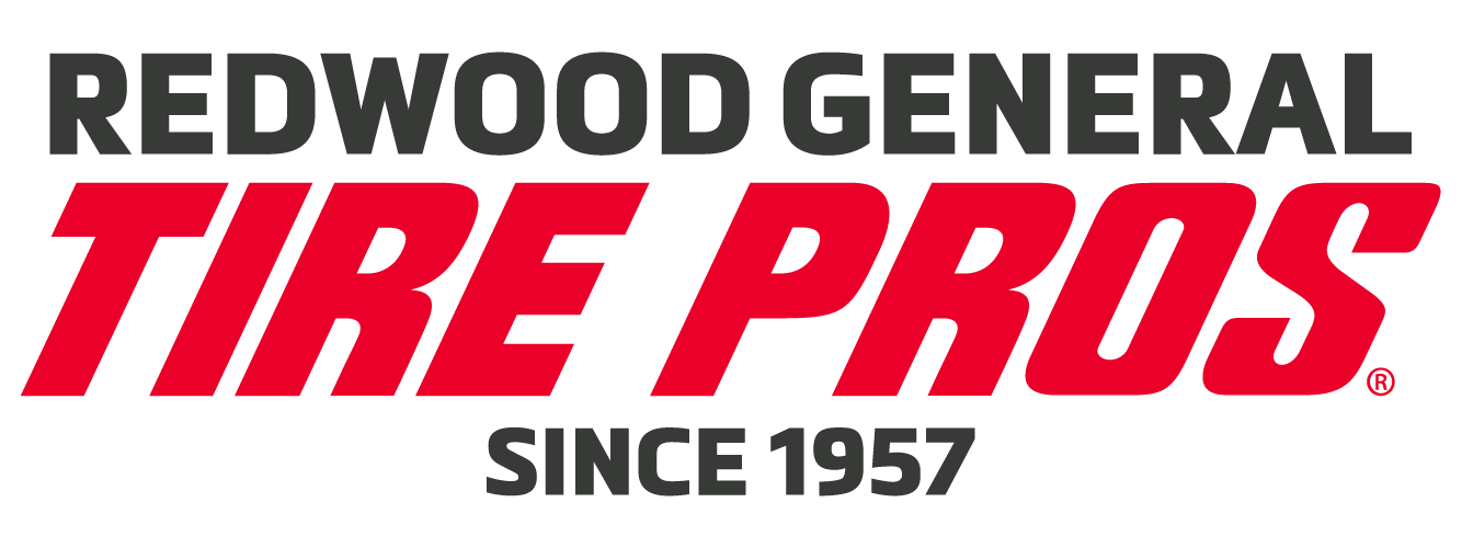 Redwood General Tire Pros logo: Red "G" shape, black text, "Since 1957."
